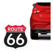 Adesivo Resinado Route 66 Preto/vermelho Emblema Universal