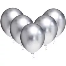 Bexiga Balão Metalizado -cor Prata - N°9 C/ 25 Unidades