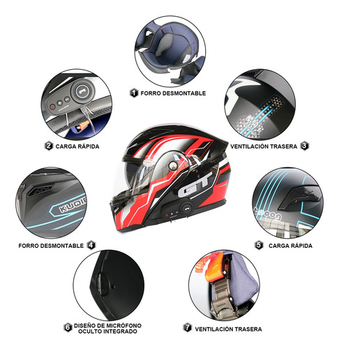 Casco Abatibles Certificado Para Motocicleta Con Bluetooth Foto 6