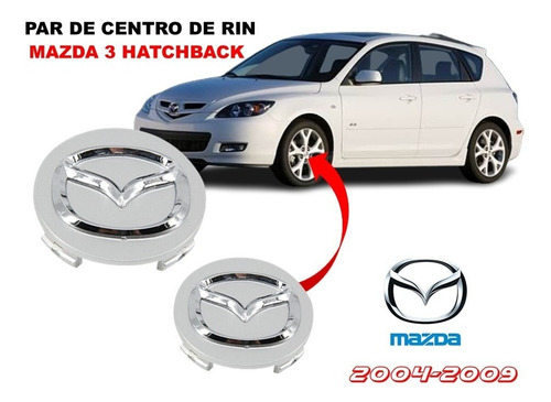 Par Centros Rin Cromados Mazda 3 Hatchback 2004-2009 56 Mm Foto 3