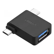 Adaptador Otg 2 En 1 Micro Usb Y Tipo C A Usb Hembra/ Ugreen Color Negro