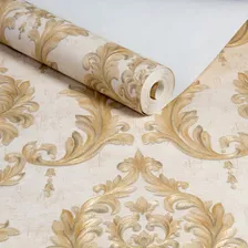 Papel De Parede Importado Vinilico Lavavel Arabesco Dourado