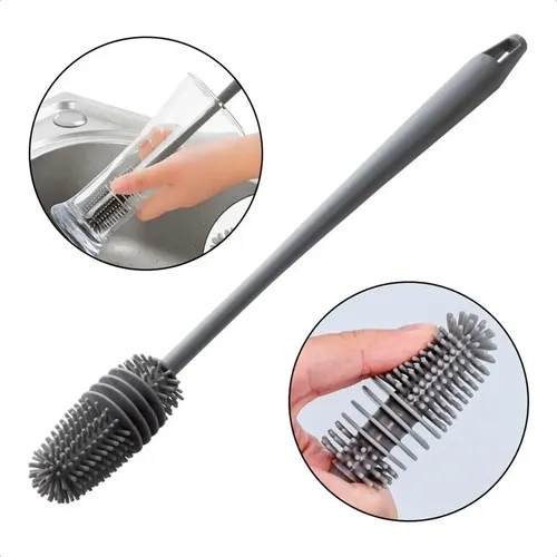 Escova De Silicone Para Lavar Garrafa Mamadeira/ Copo/ Taça