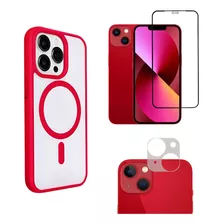 Capinha Case Magnétic Luxo Para iPhone 13 + Pel 3d Kit3em1