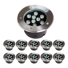 10x Balizador Led Branco Quente Piso Jardim 9w Blindado Spot