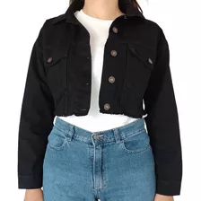 Campera De Jean Mujer Corta Pupera Con Bolsillos Desflecada