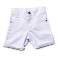 Shorts Infantil Menino Bebê Bermuda Sarja Branca Premium