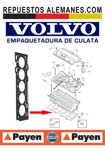 Empaquetadura Culata Volvo C30 C70 S40 S60 S80 V40 V50 V60 Foto 3