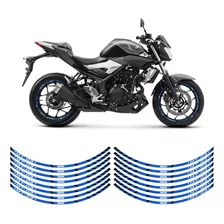 Adesivos Frisos Roda Moto Yamaha Mt-03 Filete Azul Refletivo