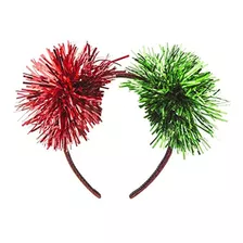 Accesorios Lux Rojo Verde Tinsel Foil Pequeño Pompon Oreja