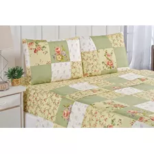 Jogo Para Cama Casal Padrão 4 Peças Com Elástico Estampado Cor Verde