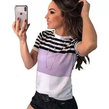 Blusa Feminino De Trico Modal Listrada Tendencia Estação 