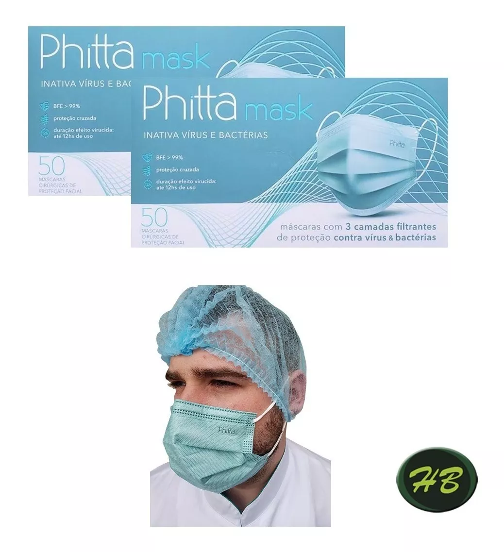 Máscara Phitta Mask - Tripla Camada Proteção 12horas C/100un