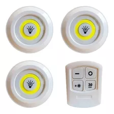 Kit 3 Lâmpadas Luminárias Led Spot S/ Fio Controle Remoto Cor Branco