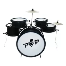 Bateria Acústica Infantil Completa Luen Pop Com Acessórios Cor Preto Fosco