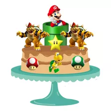 Topo De Bolo Mario Bros C/ Nome - Topper P/ Aniversário 