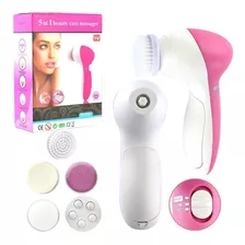 Escova Massageador Esponja Elétrica Facial Limpeza 5 Funções Cor Rosa E Branco