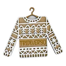 6 Colgantes Personalizados Sueter Navideño Mdf Navidad 