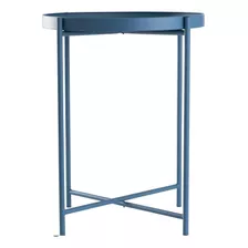 Mesa Lateral Auxiliar Metal Azul 38x50cm