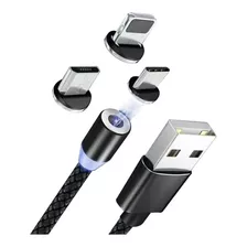 Pack 2 Cable Usb Magnetico 3 En 1 iPhone Micro Usb Tipo C 