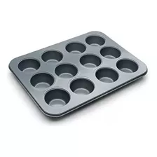 Lata Molde Antiadherente 12 Cupcakes Mini Muffins 25x19cm Color Gris / Bb3002