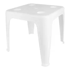 Mesa Quadrada Plástica De Apoio Multiuso C/ Porta Copos Mor Cor Branco