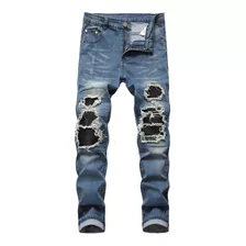 Jeans Chupines Con Efecto Roto Desgastado For Hombre Jeans