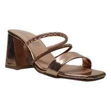 Sandalia Romana Zapatilla Tacón Alto 8 Cm Brillos Mujer