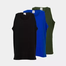 Kit 3 Regata Camisetas Masculina Basica Algodão Premium