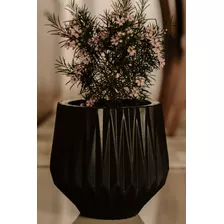 Vaso Origami Para Plantas Polietileno Decorativo Redondo P Cor Preto