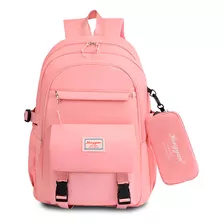 Mochila Feminina Volta As Aulas Casual Média Moderna Escolar Cor Rosa-claro