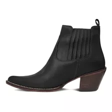 Bota Cano Curto Feminina Country Couro Bico Fino Silverado