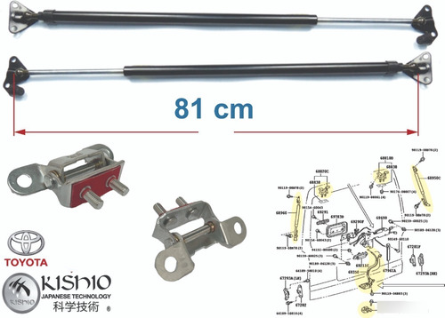 Amortiguadores 5a Puerta 81 Cm Y Bisagras Toyota Hiace 04-18 Foto 2