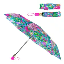 Lilly Pulitzer Paraguas De Viaje Compacto, Bonito Paraguas .