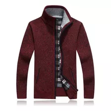 Suéter Tricot Grosso Masculino Cardigan Manga Longa Inverno