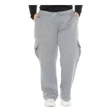 Calça De Moletom Plus Size Cargo Pantalona Confortável 1183