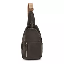 Mochila Mujer Cuero Bolso Bandolera Morral Briganti Perni Color Chocolate