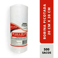 Bobina Picotada 20x30 Saco Plastico Rolo C/ Fundo Reto 500un