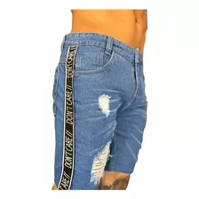 Bermuda Jeans Masculina Skinny Com Faixa L Destroyed Modinha