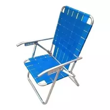 Reposera Aluminio Sillon Plegable 5 Posicion Descansar 80002 Color Azul