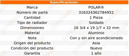 Radiador Agua Soldado Acura Rl V6 3.7l Aut 09/12 Polar Foto 2