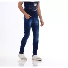 Calça Masculina Jeans Com Bolsos Skinny Casual