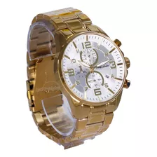 Relógio Phillip London Masculino Crono Dourado Pl80123645m Cor Do Fundo Branco