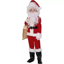 Adomi Traje De Santa Para Niños Deluxe 10 Piezas. Navidad