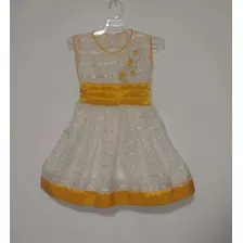 Vestido Elegante De Niña Blanco Amarillo Satin Peque