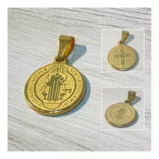 Dije San Benito Medalla En Oro Laminado 18k Mediana De Lujo