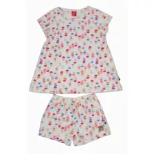 Pijama Feminino Infantil Branco Estampa De Sorvete