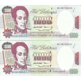 Excelentes Billetes De 1000 Bolívares. Venezuela. Año 1998