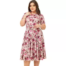 Vestido Midi Gode Estampado Cinto C/ Fivela Moda Evangelica