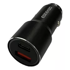 Cargador De Auto Usb Tipo C 20w + Usb A Qc 3.0 Carga Rapida® Color Negro